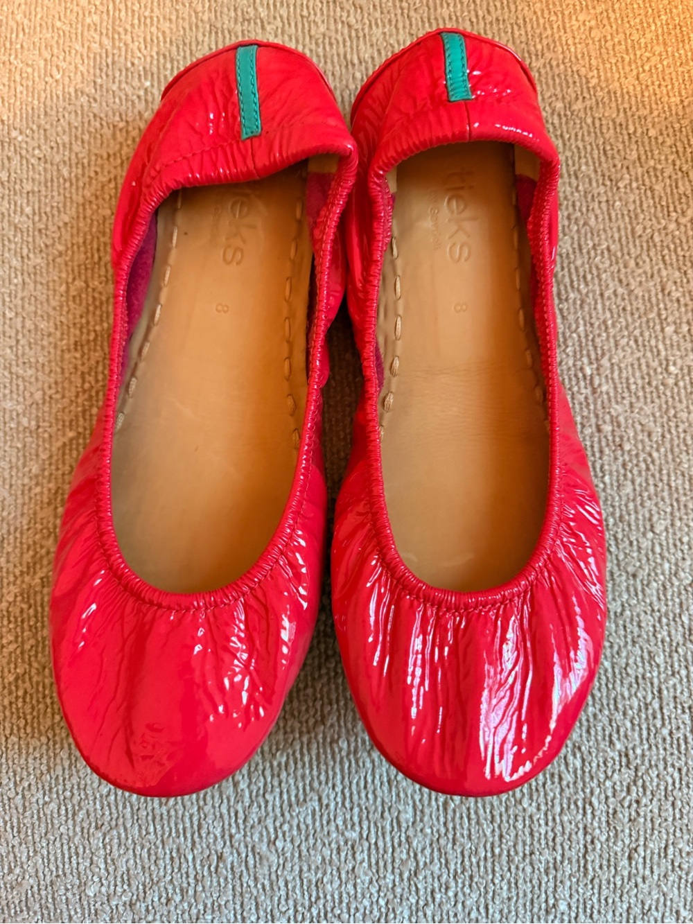 Tieks Razelberry Red Patent Leather Ballet Flats EUC